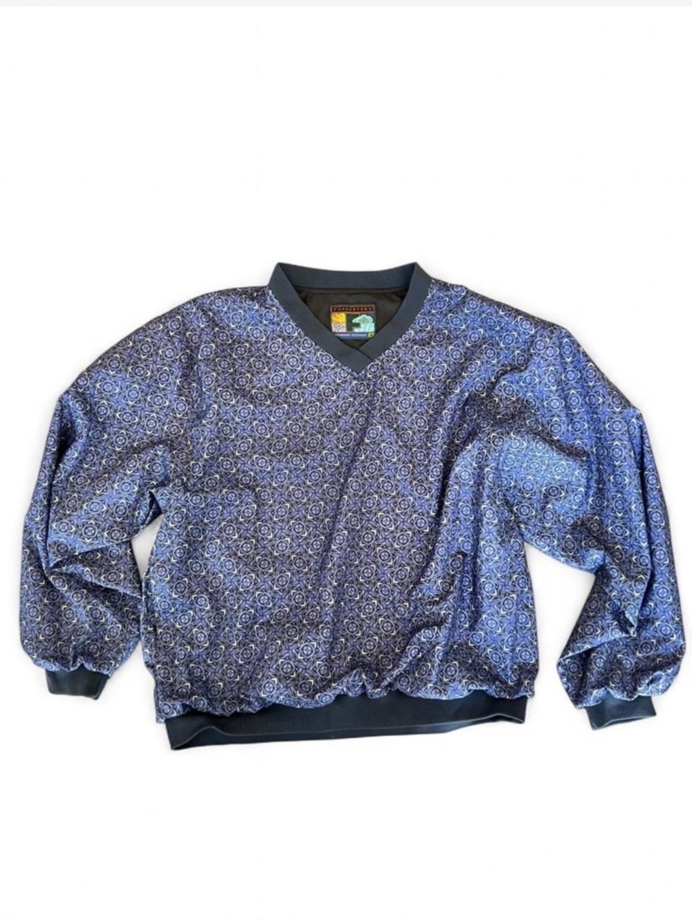 vintage Forrester Outerwear unisex blue patterned pullover windbreaker jacket M